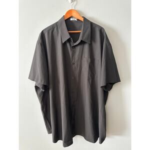 COOFANDY Black Button Up Shirt Mens 5XL Short Sleeve Casual Solid Oversized